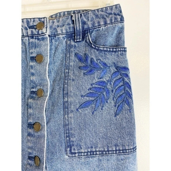 Rebecca Minkoff • Denim Embroidered Rufus Skirt - Picture 3 of 8